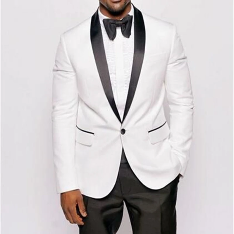 

Индивидуальный высококачественный Роскошный белый деловой Мужской приталенный костюм для жениха свадебное платье смокинг банкетные комп...
