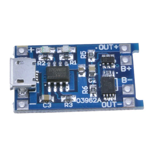 

2PCS Blue 5V Micro USB 1A 18650 Lithium Battery Charging Board