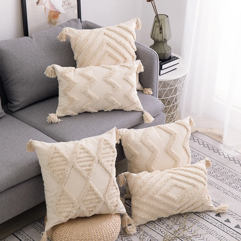 

Марокканский ворсовые подушка с кисточками крышка размером 45*45 см/30x50 см наволочка ручной работы из хлопка диван гостиная украшение дома