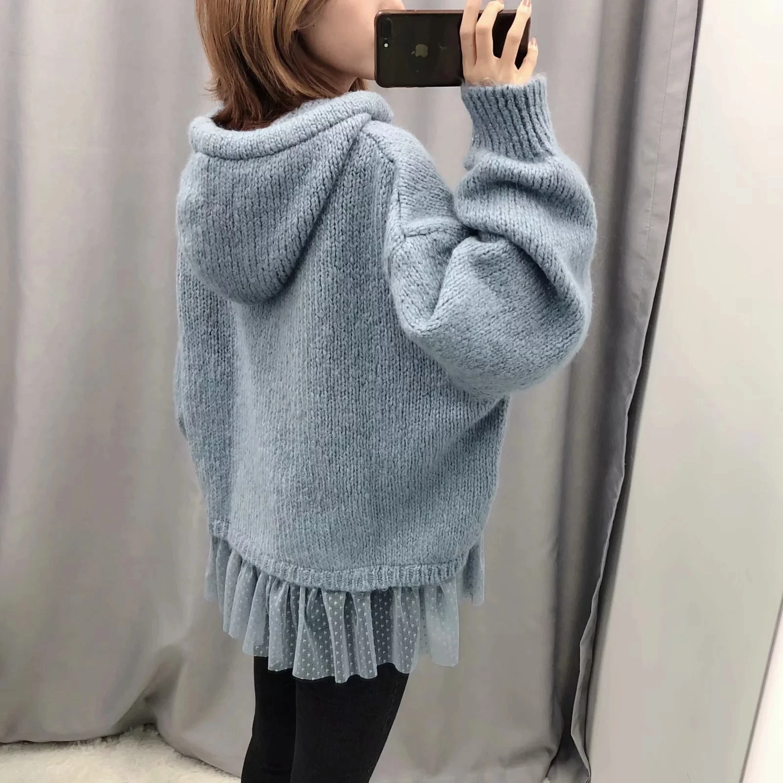 

Winter oversize hooded Sweatshirts Women Knitted Pullovers casual Long Sleeve hoodies korean Chic Tops