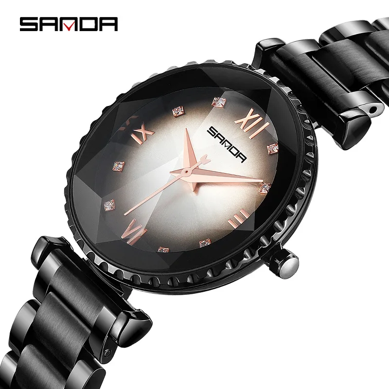 Luxury Crystal Watches Women's New Fashion Trend Roman Numeral Quartz Watch Steel Strap Personality Ladies Clock | Наручные часы