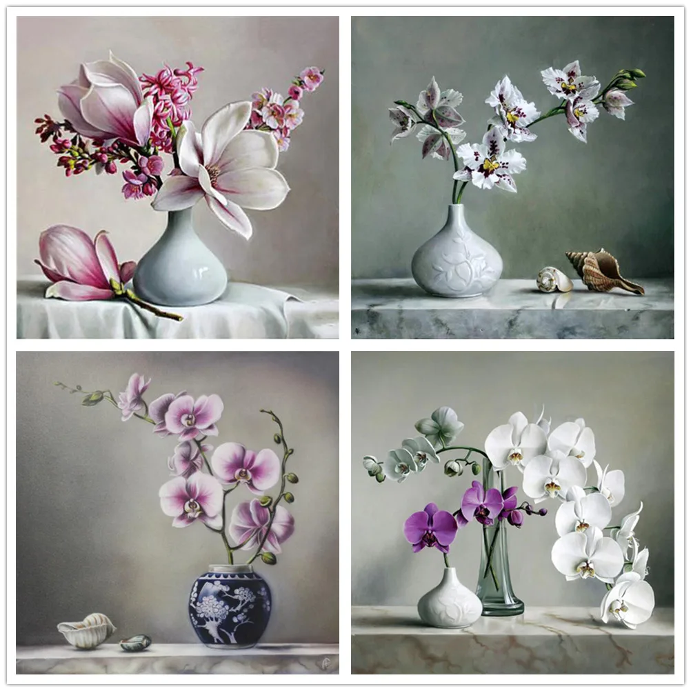 

Diy алмазная живопись вышивка крестиком Цветочная ваза домашний декор квадратная/круглая Алмазная мозаика 5D наборы для алмазной вышивки