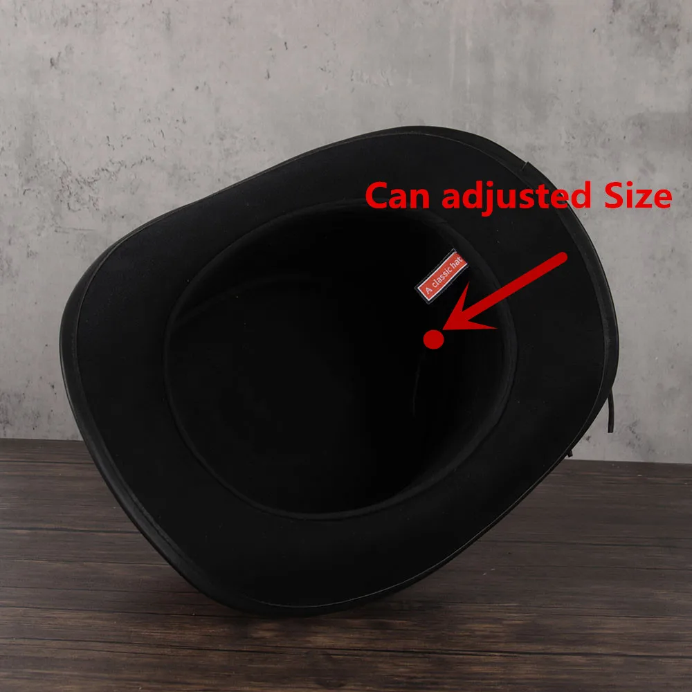 

3 Size Women Men Leather Top Hat Punk Flat Fedora Hat Magic Pork Pie Steampunk Cosplay Party Cap Dropshiping 13CM