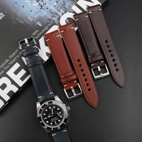 handmade retro leather watch strap blue coffee red brown watch belt with quick release stainless steel buckle wristband d