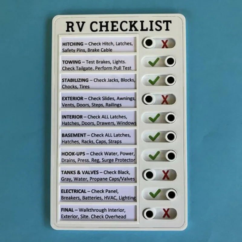 Лидер продаж пластиковый контрольный лист для записей RV Съемный Многоразовый