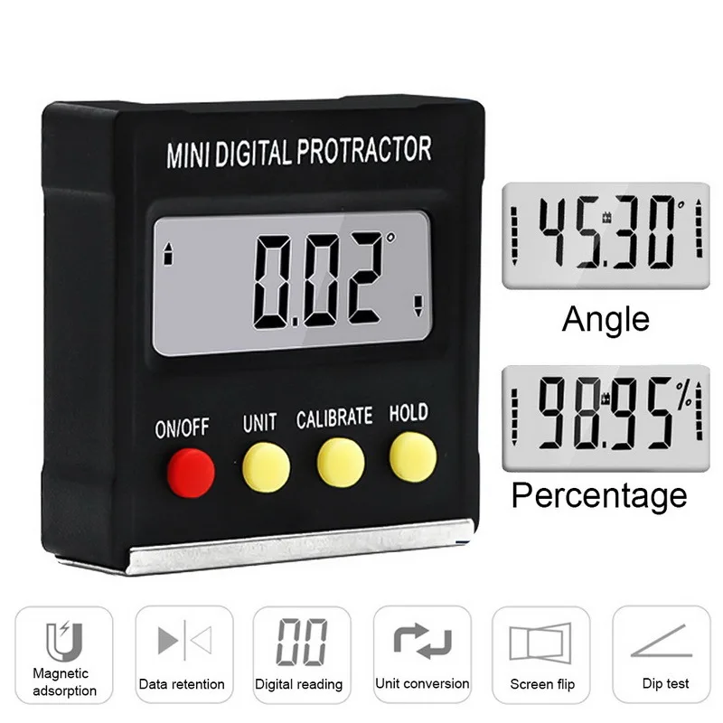 

360 Degree Mini Magnetic Digital Inclinometer Level Box Gauge Angle Meter Finder Protractor Base Measuring Tools