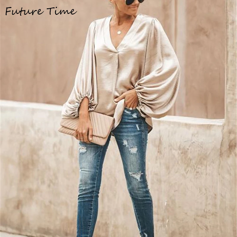 Женская рубашка сексуальная с v образным вырезом длинным рукавом повседневная