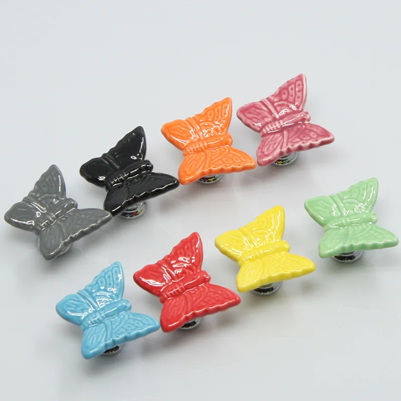 Butterfly Ceramic Handle and knobs Cartoon Pumpkin Handles Children furniture Drawer Pulls European Contemporary Contracted|handles knobs|ceramic