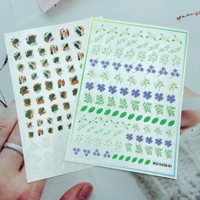 green watercolor leaf pattern nail art sticker self adhesive transfer decal 3d slider diy tips art decoration manicure package