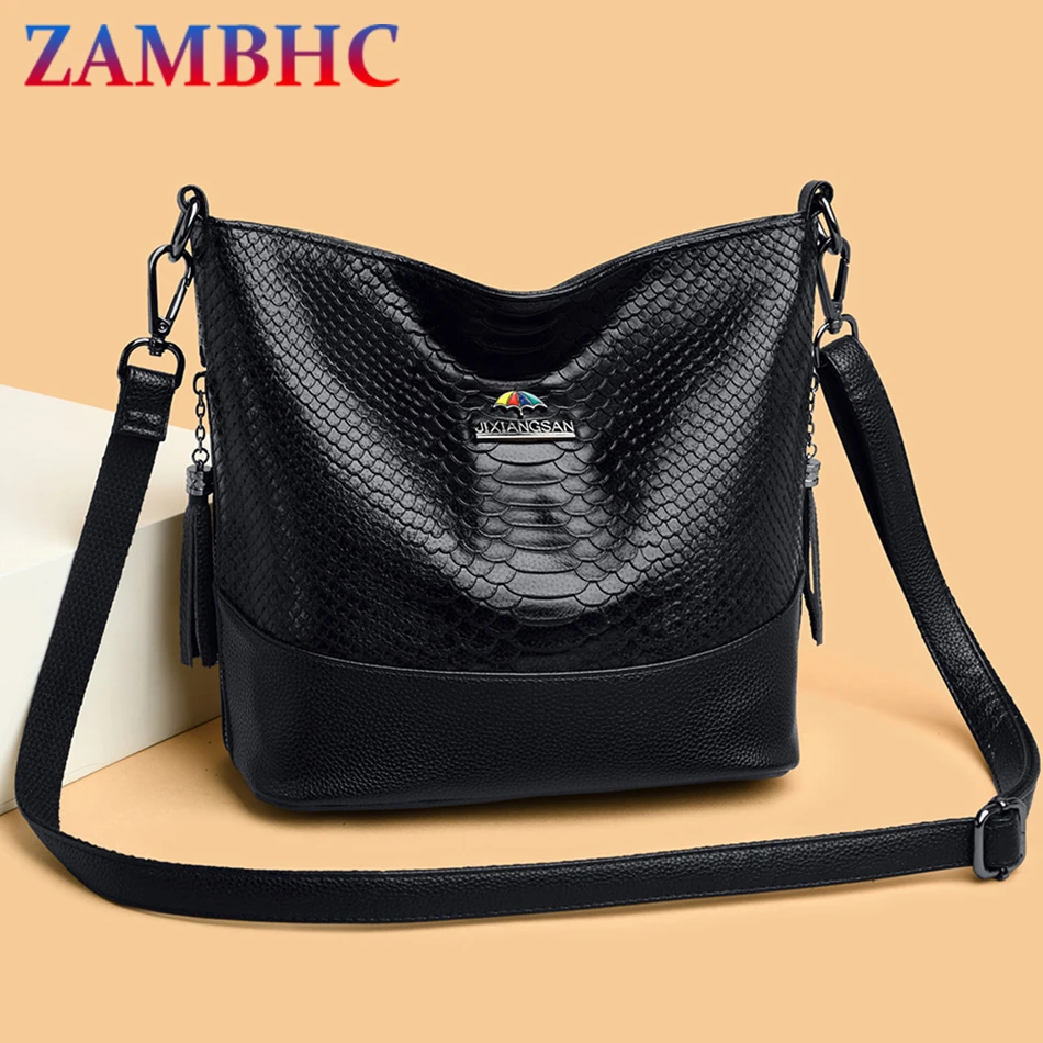 

Fashion Serpentine Women's Bucket Bag Purses and Handbags Luxury Designer High Quality Leather Shoulder Crossbody Bags Brand Sac