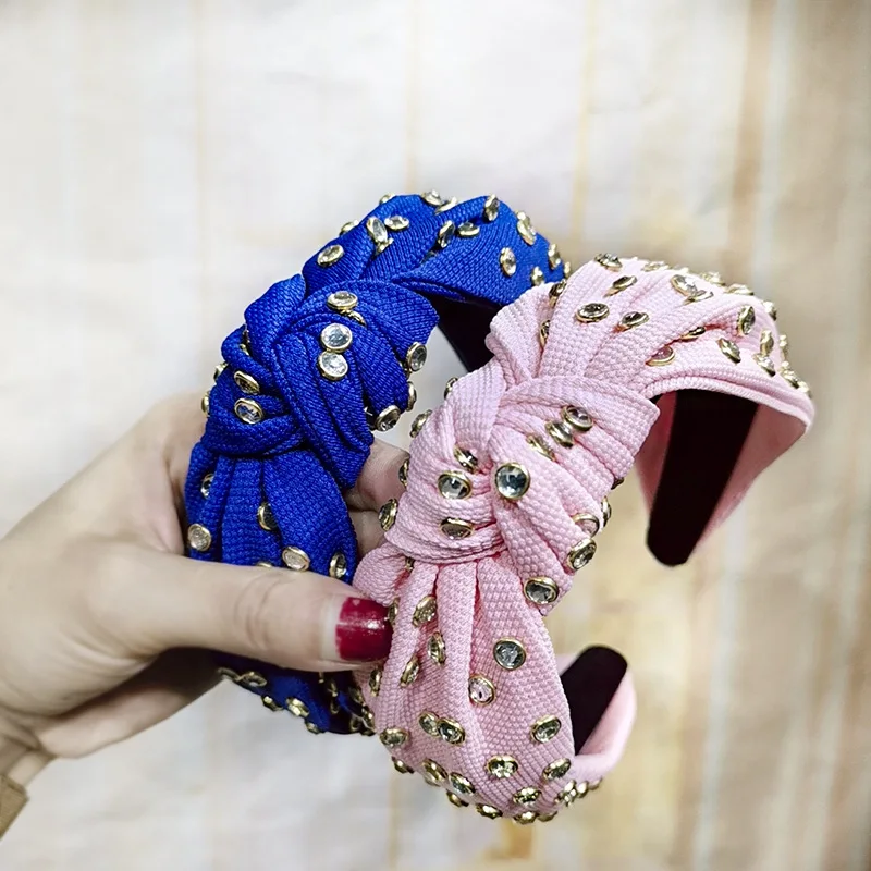 2019 винтажная Женская повязка на голову Стразы с драгоценными камнями тюрбан