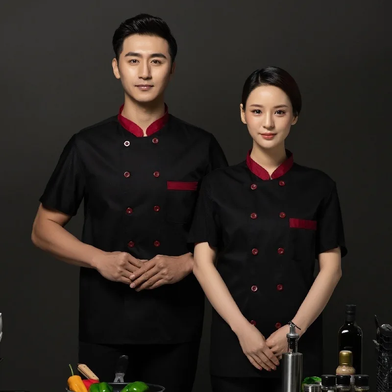 

Short Sleeve Summer Thin Style Hotel After Dining Kitchen Work Clothes Chef Clothes Breathable Chef Work Clothes Men