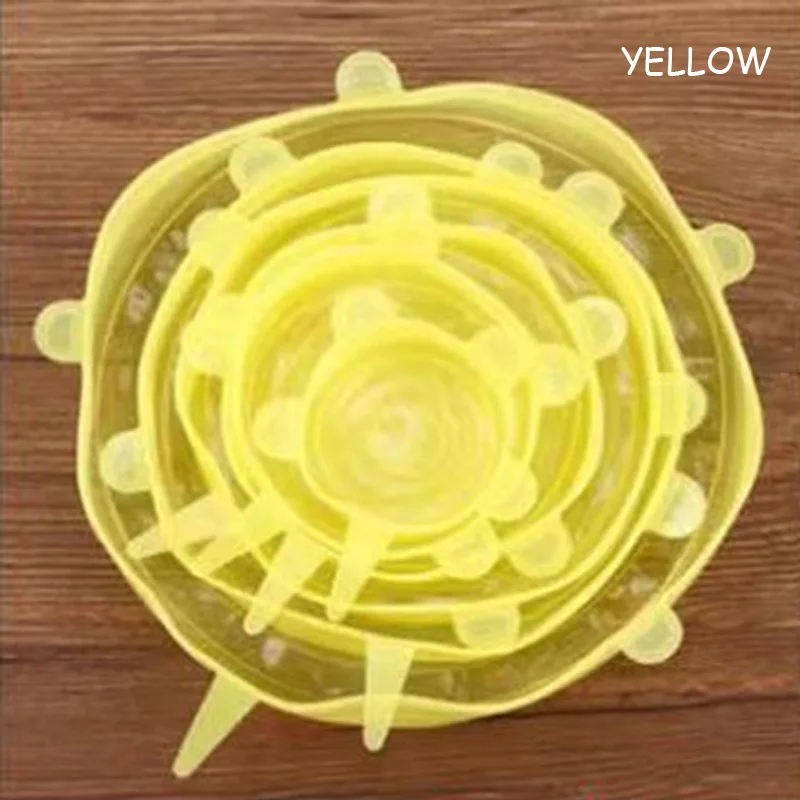 Yellow Кристальный чехол силиконовый супница уплотнение с пленочным покрытием Еда топ класса многоцелевой универсальный безопасности Носилки 6 шт./компл - Цвет: Yellow