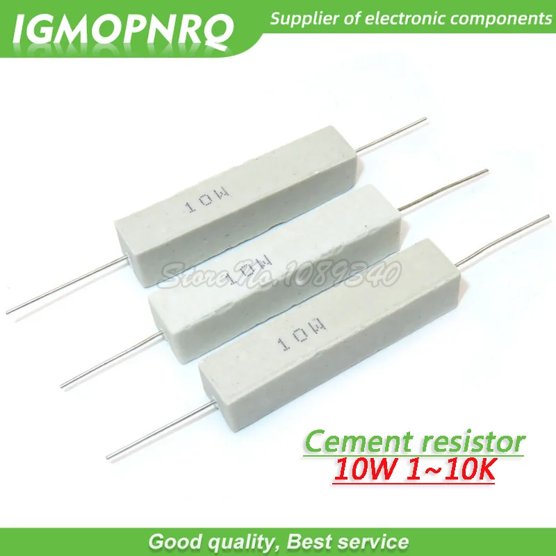 10 шт 5W 10W BPR56 цемента сопротивление 0,1~ 10k ohm 0.33R 1R 10R 100R 0,22 0,33 1 10 100 1K 10K ohm резистор для цемента