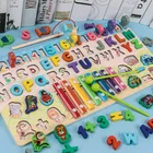Детские игрушки Монтессори, деревянная геометрическая форма, цветной цифровой познавательный пазл, Математические Игрушки для раннего развития, детская игрушка Aerpher