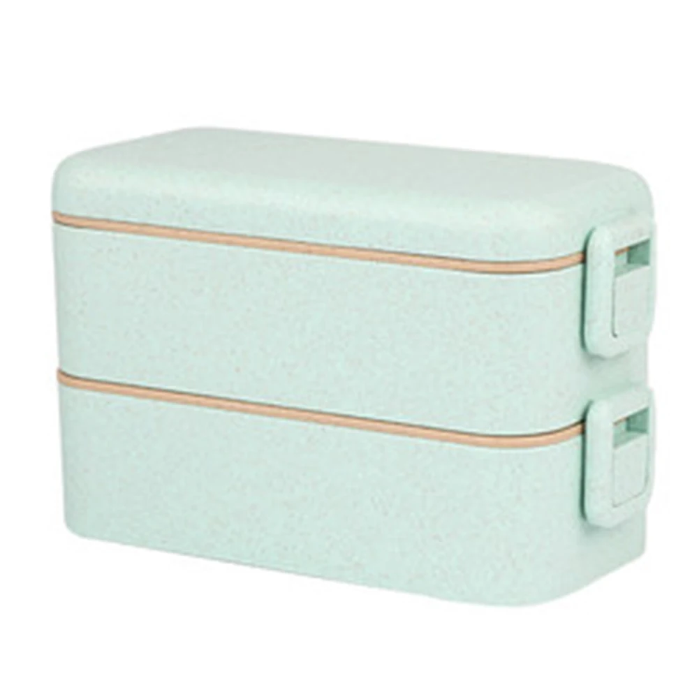 Lock Catch Compartments With Cutlery Double Layer Lunch Box School Office Wheat Straw 800ml Microwave Heating Food Storage Bento | Дом и сад