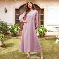 middle east arabian saudi robe summer pink hand sewn rhinestone pearl evening dress kaftan dubai abaya prayer long sleeve dress