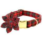 Уникальный стильный Рождественский собачий ошейник с лапами и поводком, галстук-бабочка, хлопковый ошейник для домашних животных с цветами для больших искусственных кошек
