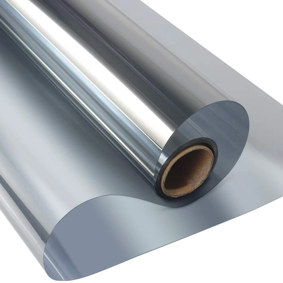 

Privacy Window Film One Way Silver Reflective Adhesive Window Tint Anti UV Heat Control Sun Protection Glass Sticker for Home