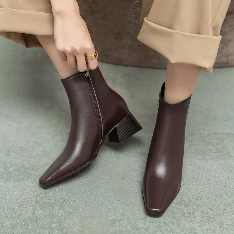 COVIBESCO/Новинка Модные женские ботильоны на молнии сбоку Зимние выразительные