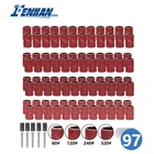 97 шт. шлифовальные ленты, Шлифовальные барабанные оправки для вращающегося инструмента, сверла для ногтей, дрель для дерева, металла, гравировки, абразивные инструменты, электрическая дрель