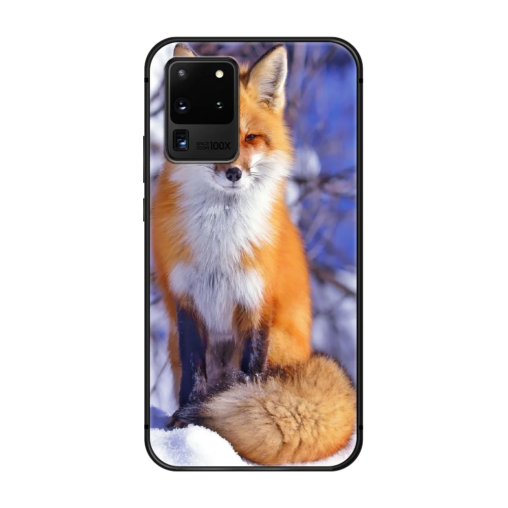 

Little Fox Phone Case cover hull For SamSung Galaxy S 6 7 8 9 10 20 Plus Edge E 5G Lite Ultra black bumper painting back soft