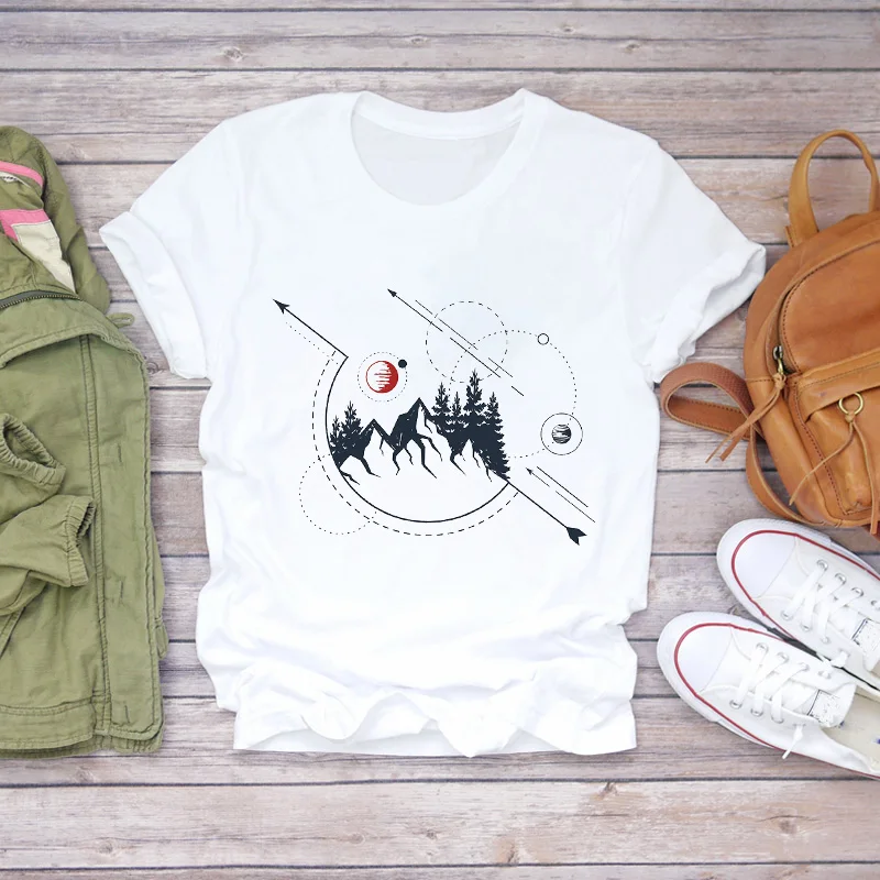 

Women Short Sleeve Travel World Cute Holiday Print Clothes Lady T-shirts Top Womens T Shirt Ladies Stylish Summer Tee T-Shirt