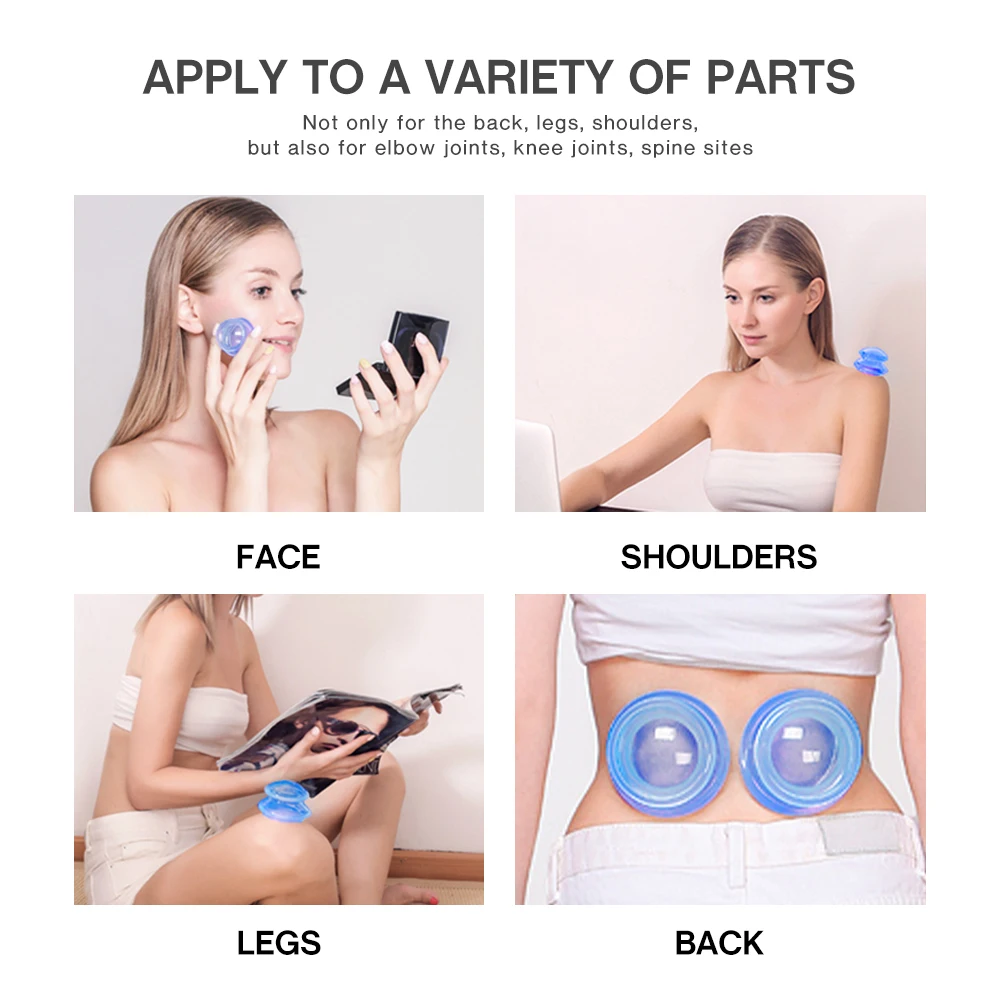 

5Pcs Jar Silicone Facial Massage Cups Vacuum Cupping Face sucker Body Back Massager Pain Relief Roller AntiCellulite Suction Cup