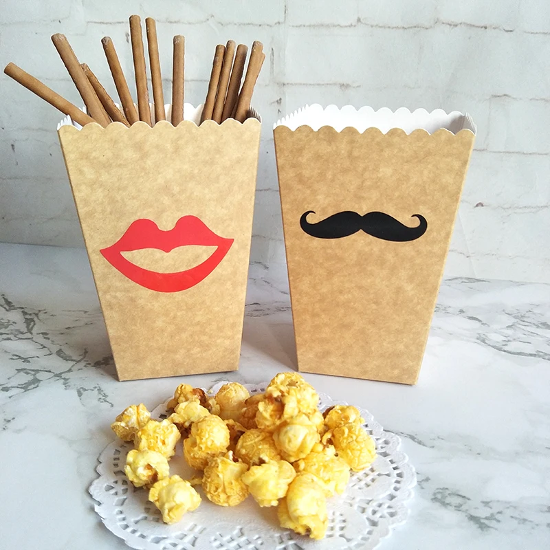 

12pcs Natural Kraft Treat Popcorn Box for Wedding Party Supply Decoration Christmas Birthday Party Candy Gift Box Cups
