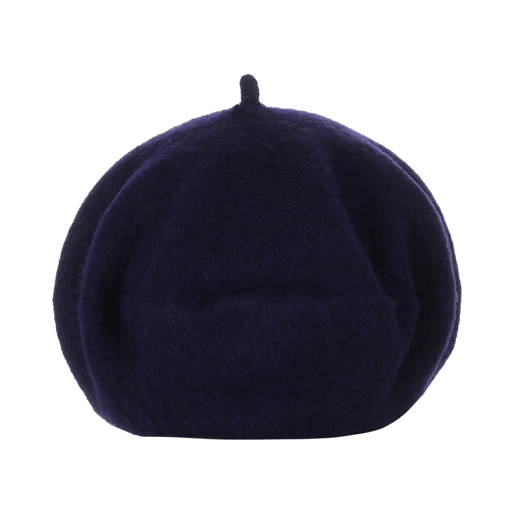 navy blue 1 шт. Новые горячие шерстяные шапки-береты женская зимняя французская Шляпа Сплошной Цвет Мода Осень Зима плоская кепка, шапка Повседневная войлочная шапочка береты - Цвет: navy blue