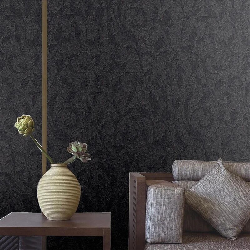 

WELLYU New dark gray black dark pattern porch partition box waterproof wallpaper living room study TV background wall paper