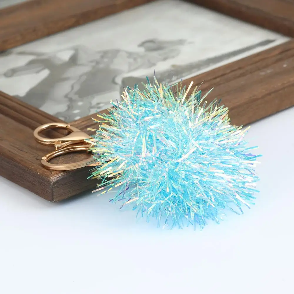 8Seasons Trendy Keychain & Keyring Gold Colorful Purple Pom Ball Pendant Accessories For Women Gift Charms 11 x 6.6cm 1 PC | Украшения и
