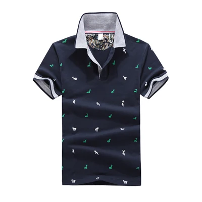 609 dark blue MIACAWOR, новинка, летние мужские Рубашки Поло, хлопок, стоячий воротник, принт, короткий рукав, Homme, повседневная мужская рубашка MT601 - Цвет: 609 dark blue