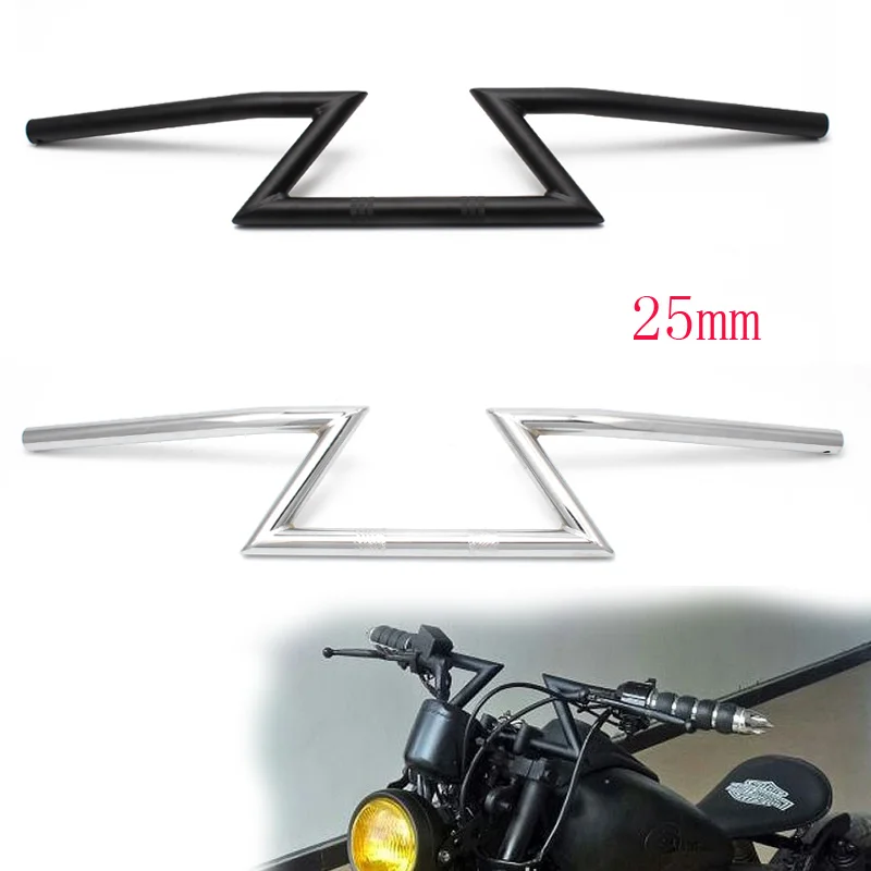 

1pcs Motorcycle Chrome/Black 1" 25mm Drag Metal Flash Style Handlebar Universal for Honda Yamaha Kawasaki Custom