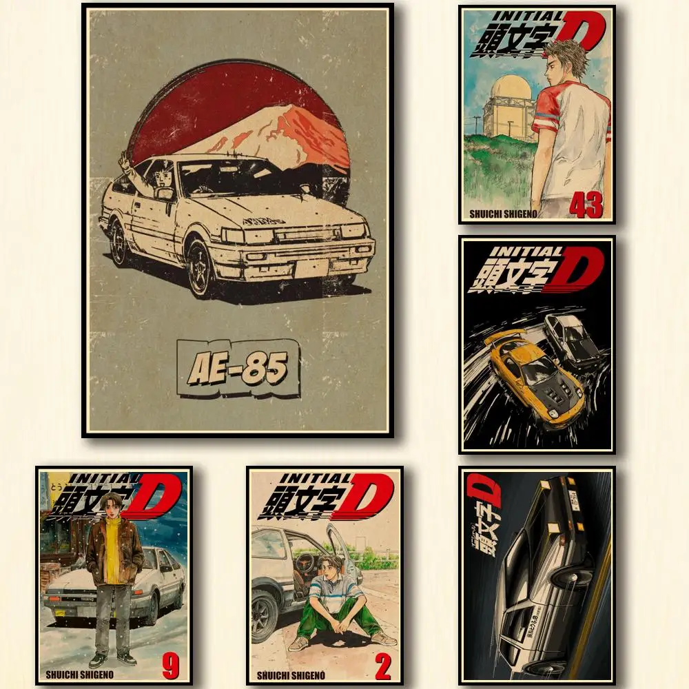 

31 Designs Anime Initial D Kraftpaper Poster Artwork Homedecal Fancy Wall Sticker for Coffee House Bar