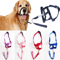 harness adjustable muzzle dog halter leader belt dog collar head collar no pull bite straps leash leader nylon training halte