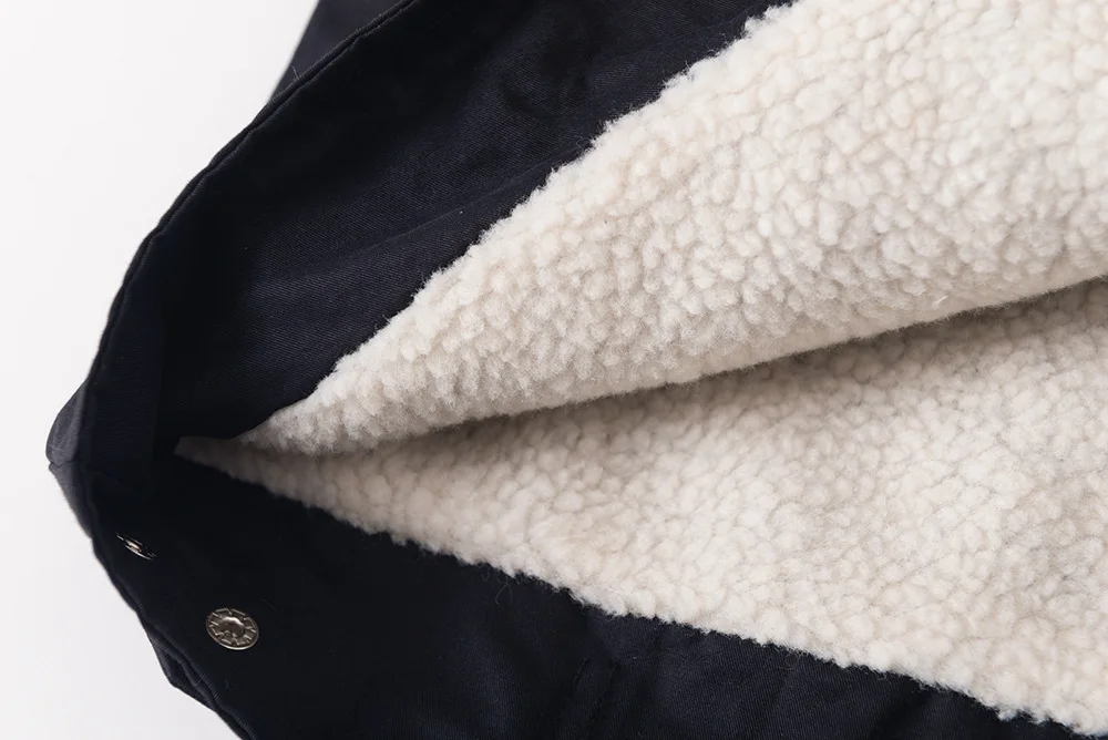 

Free shipping 2020 winter women jacket big pocket Black lamb coat lapel Thickened Plush women jackets coats