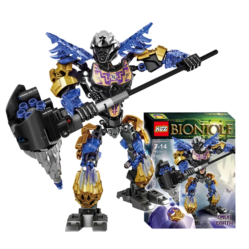 BIONICLE Onua-figuras de acci&oacute;n Uniter of Earth, Robot de bloques de construcci&oacute;n, juguetes para ni&ntilde;os, regalo Compatible con la marca principal 71309 143 unids/set/Set-0