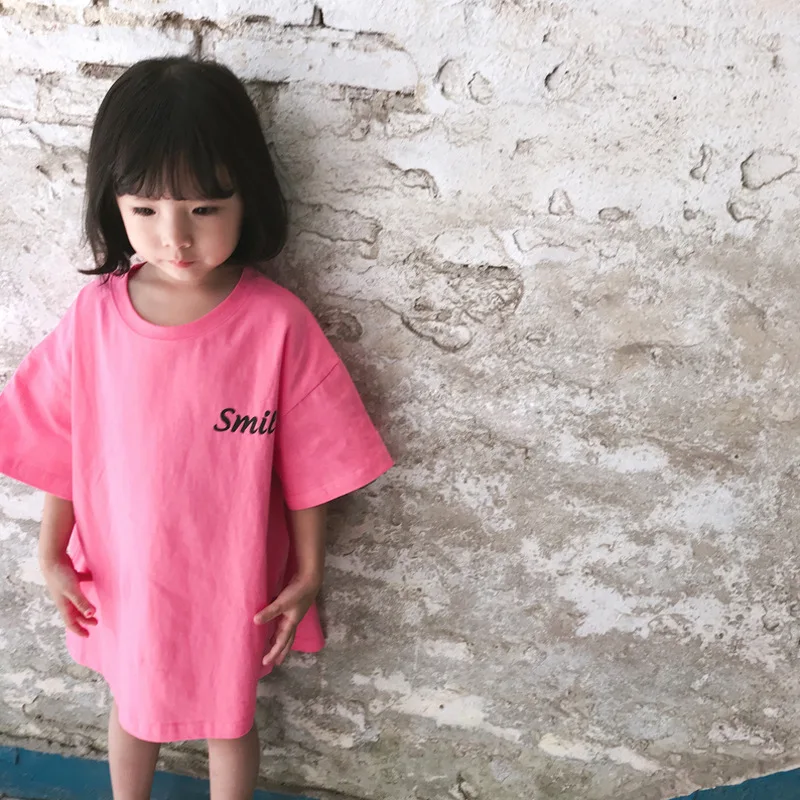 

2020 New Summer Item Girl Long T-Shirt With Big Smile Design