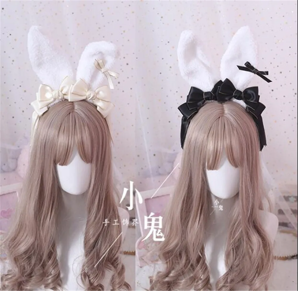 Милый японский Kawaii большой бант плюшевый кролик с ушами KC головной убор повязка