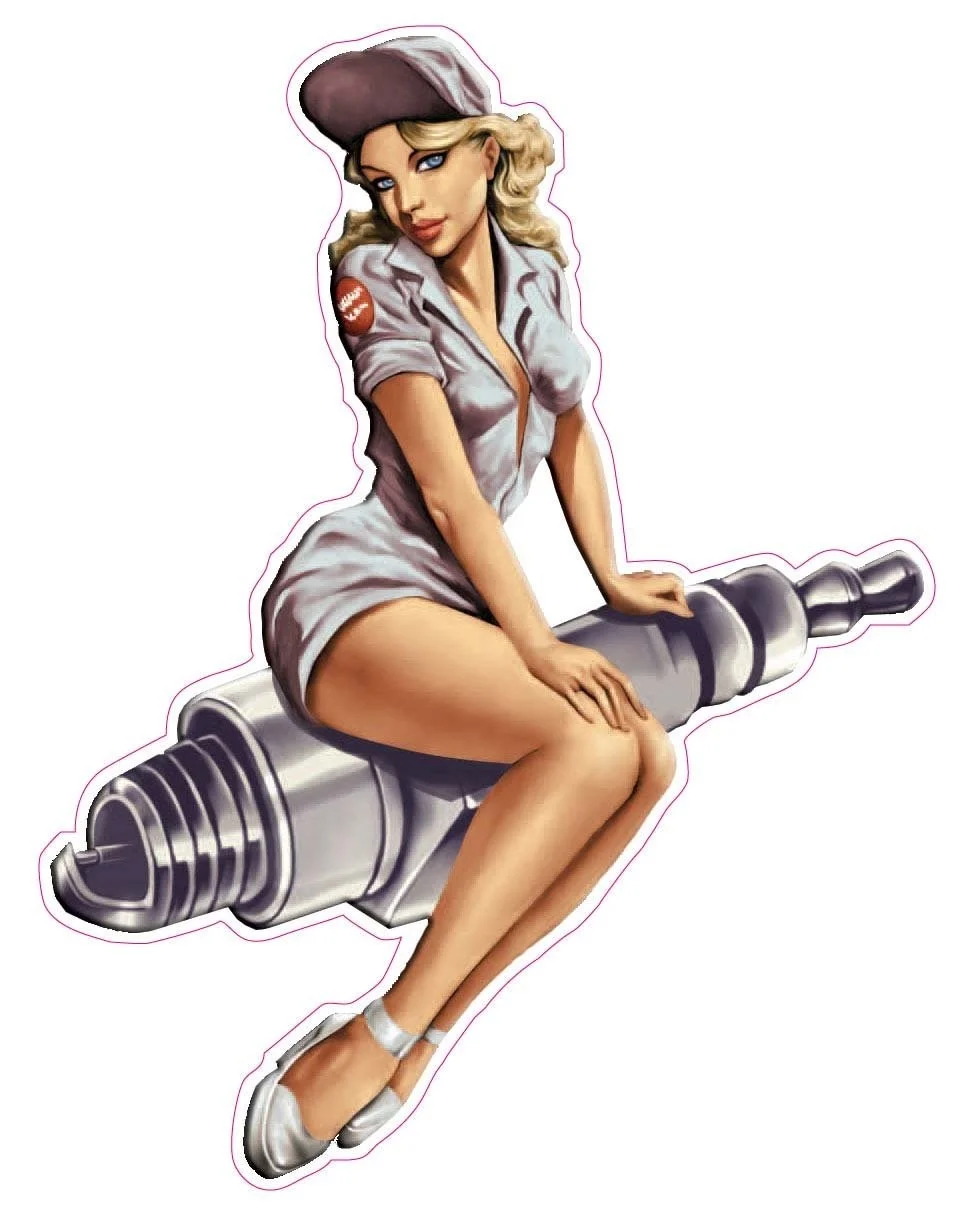 Для ностальгии наклейки свечи зажигания Pin Up Девушка наклейка в размере|Наклейки