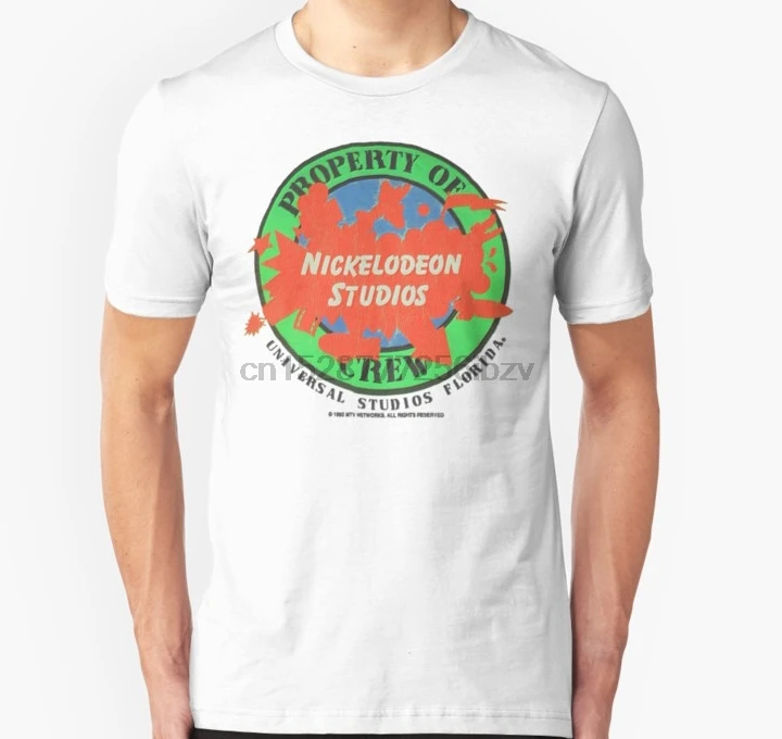 Мужская Винтажная Футболка Nickelodeon Studio рубашка с круглым вырезом (рельефный вид)