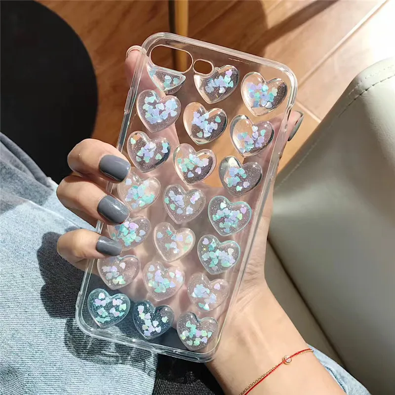 Силиконовый чехол для iPhone 5 6 6S 7 8 Plus X мягкий телефона с блестками | Мобильные