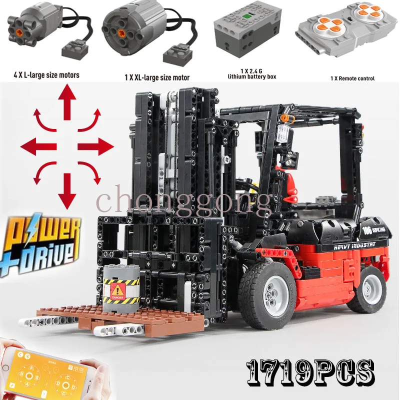 

Радиоуправляемый вилочный погрузчик, Модель KING MOC High- The Engineering транспорт Mk II, бриллиантовые кирпичи, детские игрушки «сделай сам», подарки на...