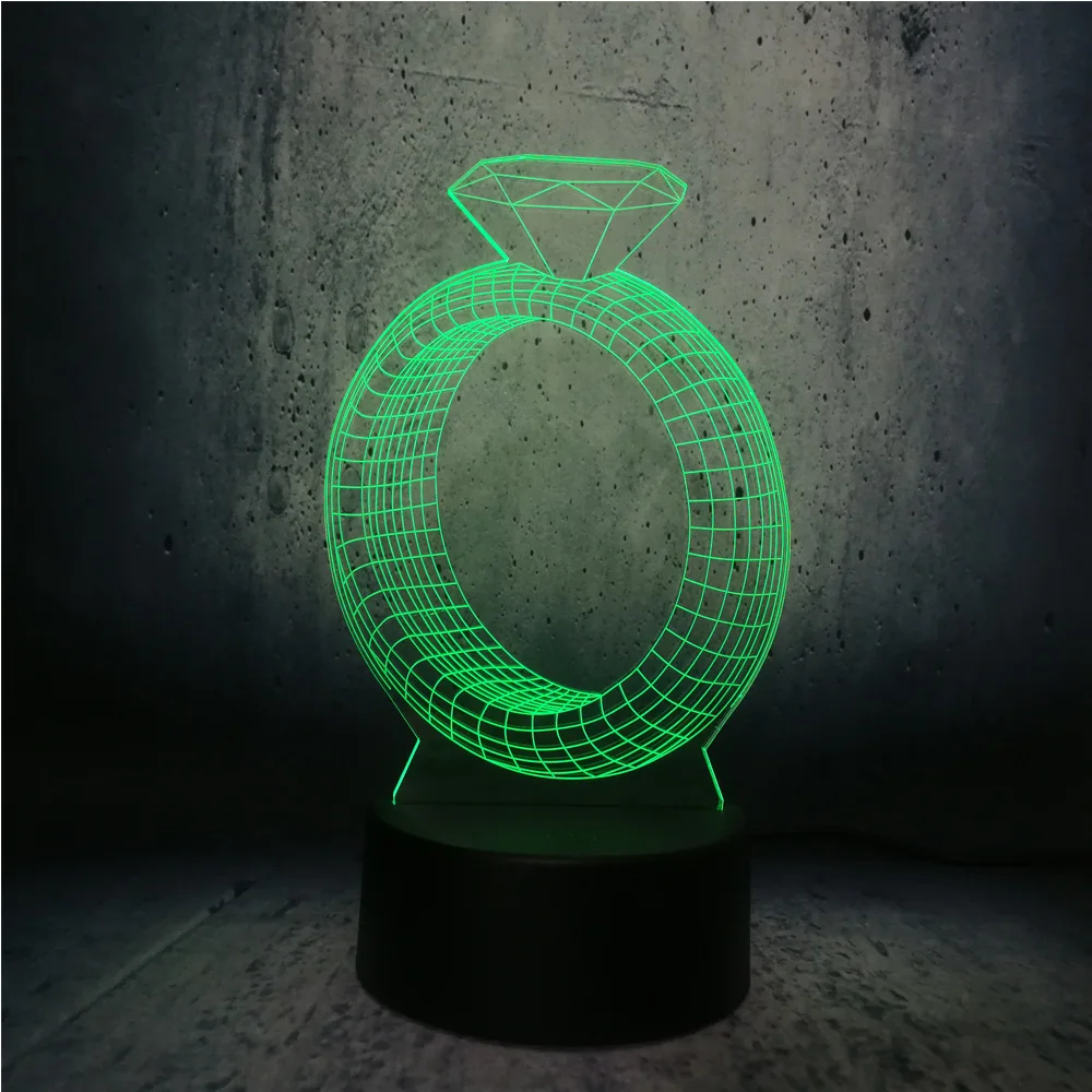 Новый Романтический дизайн кольца с бриллиантами 24 карата 3D USB Светодиодная