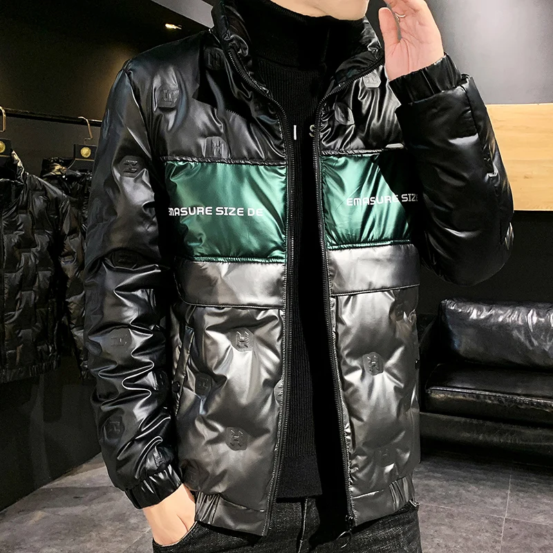 2022 Top Grade Winter White Duck Down Jacket Parka Casual Men's Shiny Short Stand-Up Collar Down Coats Youth Streetwear Clothing