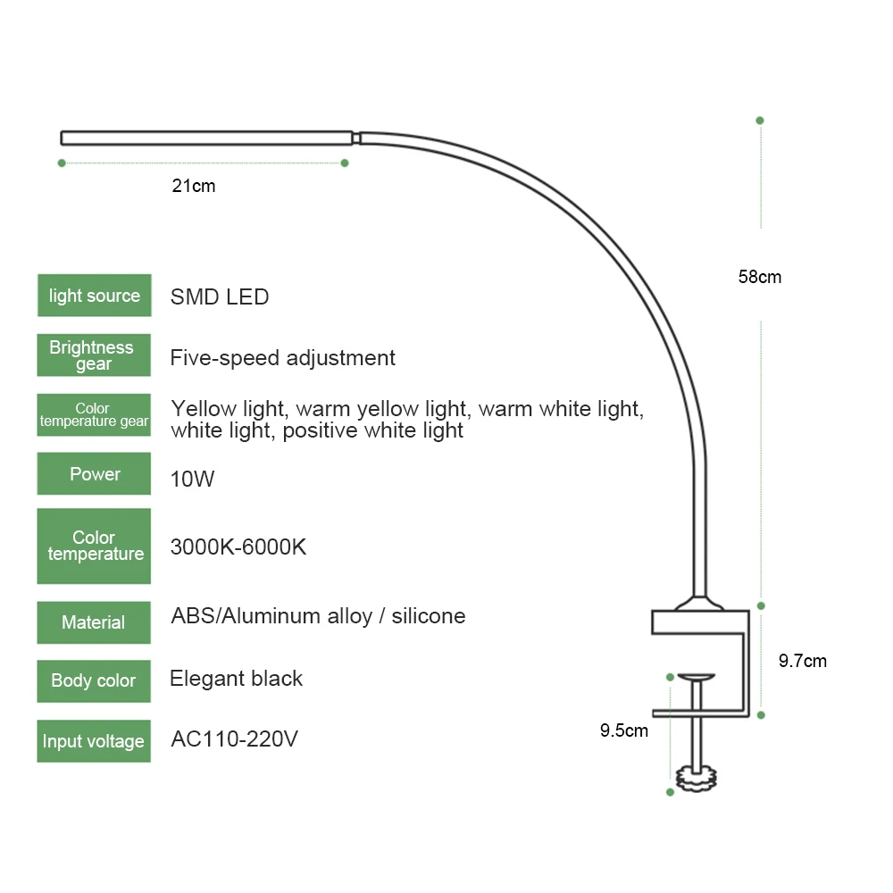 Настольная лампа на длинной ножке с 64 светодисветодиодный гибсветодиодный
