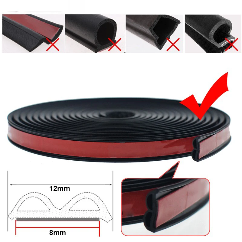 

5Meters Car Door Seal Strips Sticker B Shape Weatherstrip Rubber Seals Sound Insulation Sealing Automobiles Interior Accessories