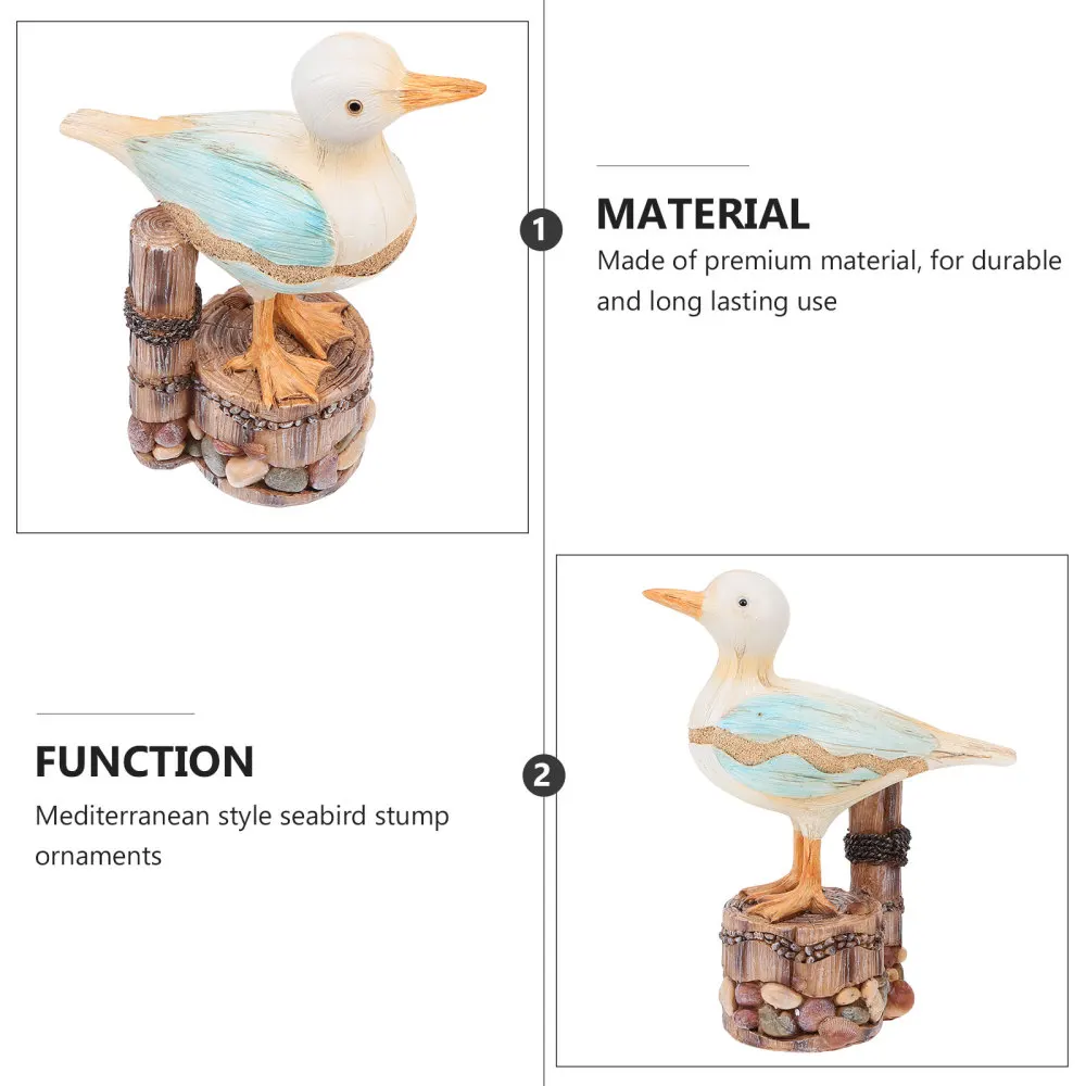 

1Pc Decorative Seabird Statue Stump Adornment Household Garden Resin Ornament