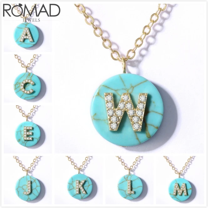 ROMAD ожерелье из натурального камня женское первоначальное с буквенными